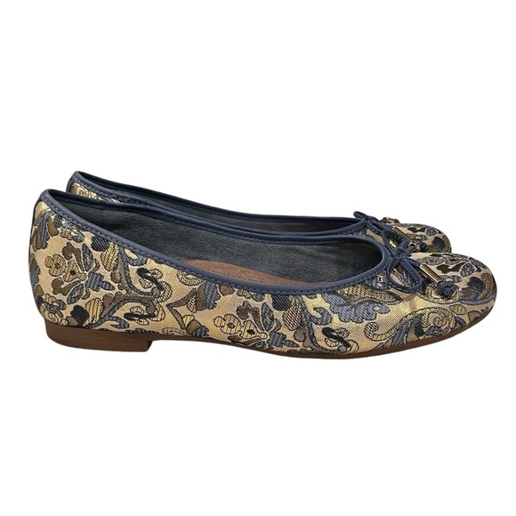 EARTH ALINA METALLIC PRI WOMENS BLUE CANVAS SLIP ON BALLET FLATS SHOES Size 8 - Picture 1 of 12